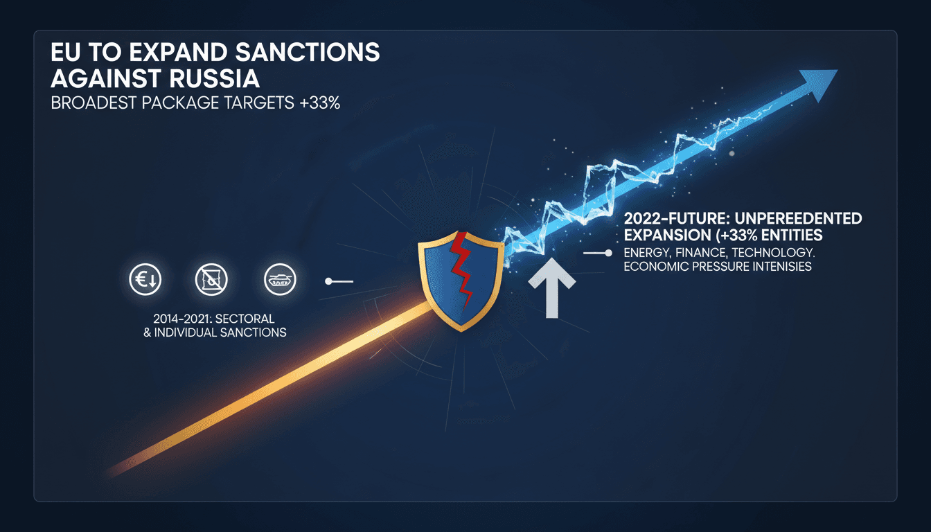 EU flag and Russian flag with a backdrop of military imagery