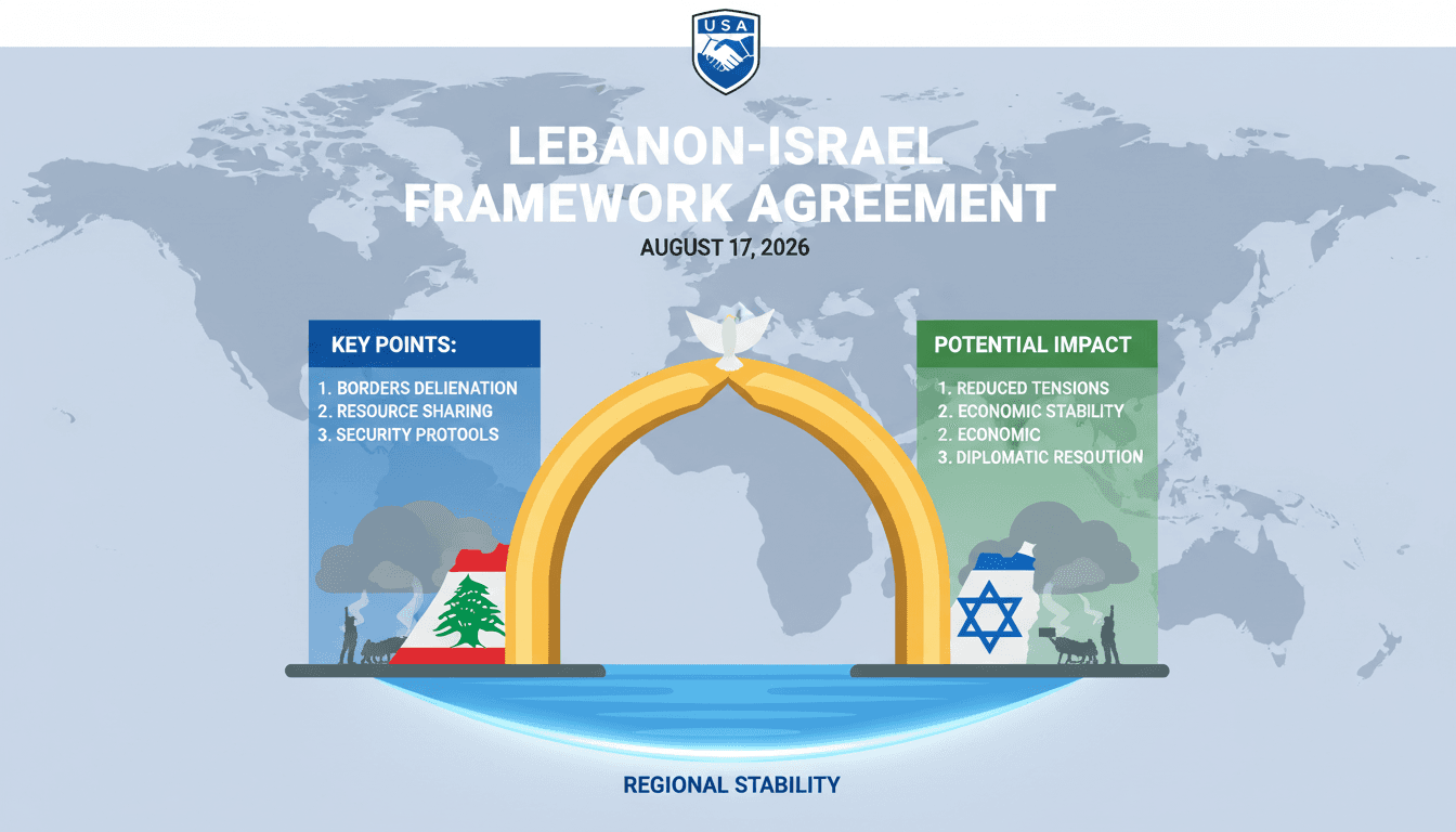 Infographic illustrating Lebanon's Framework Agreement with Israel and its regional implications.