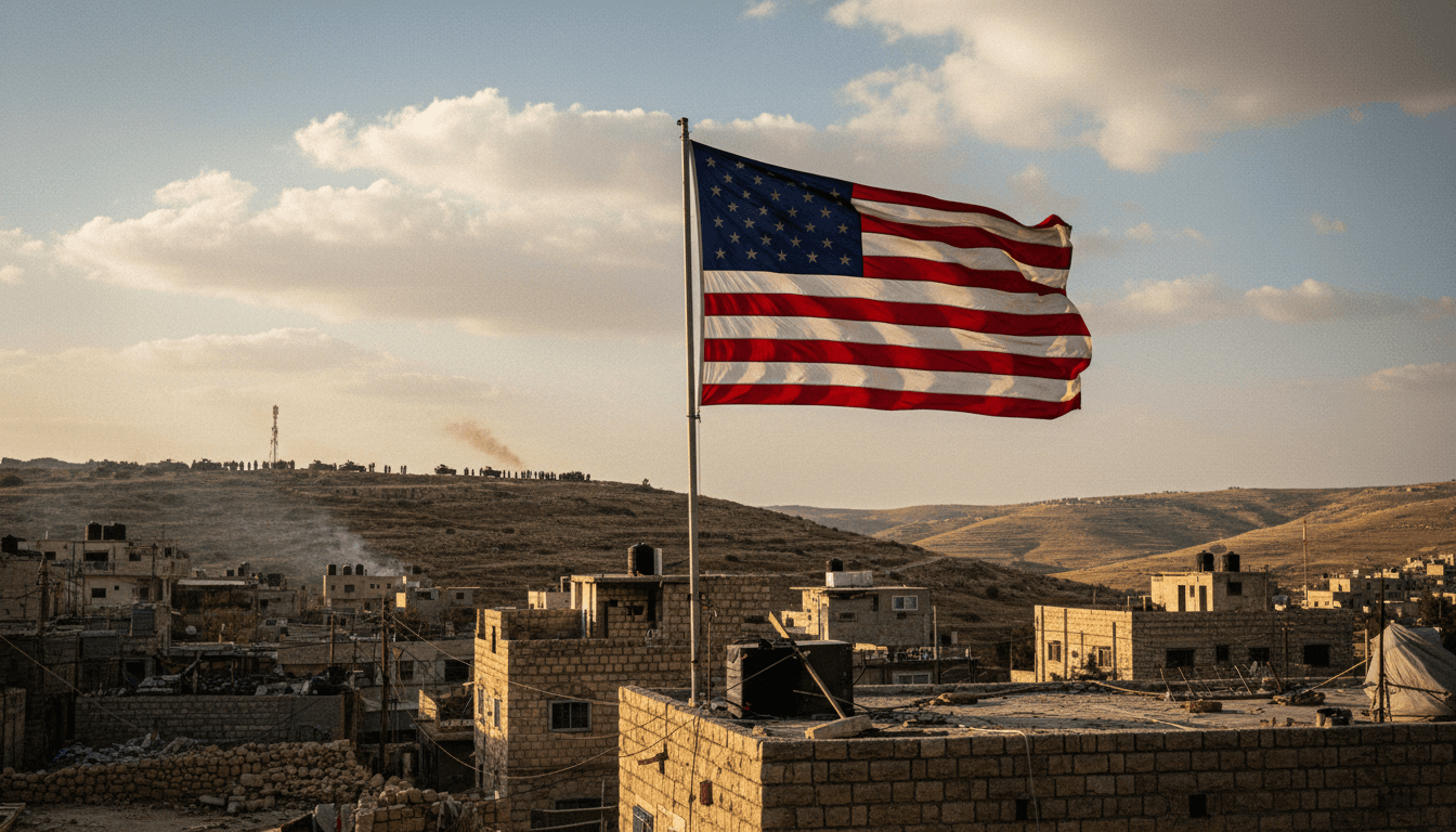 A Palestinian-American raises the US flag over his home in Qusra, symbolizing resistance amid settler tensions.