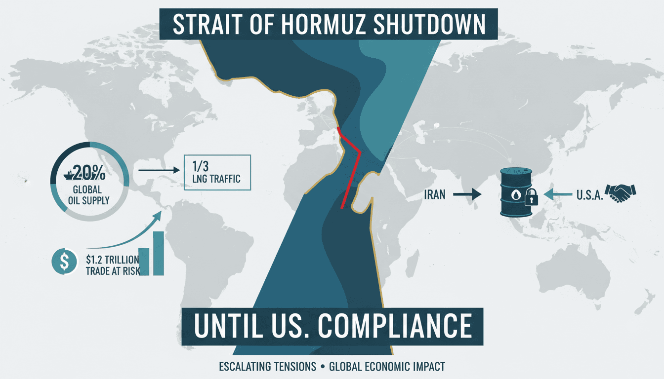 A map of the Strait of Hormuz highlighting its significance in global oil transit and economic implications.