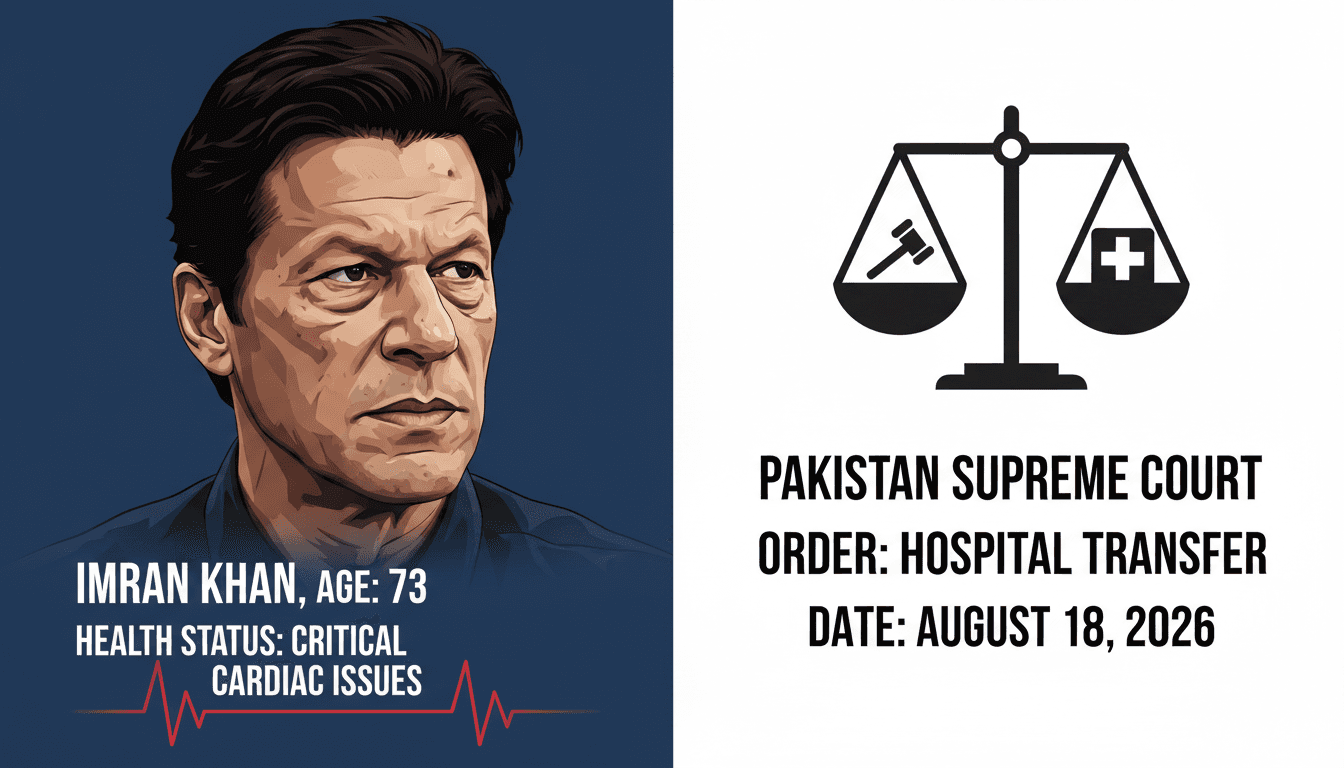Imran Khan's hospital transfer ordered by Pakistan Supreme Court due to health concerns.