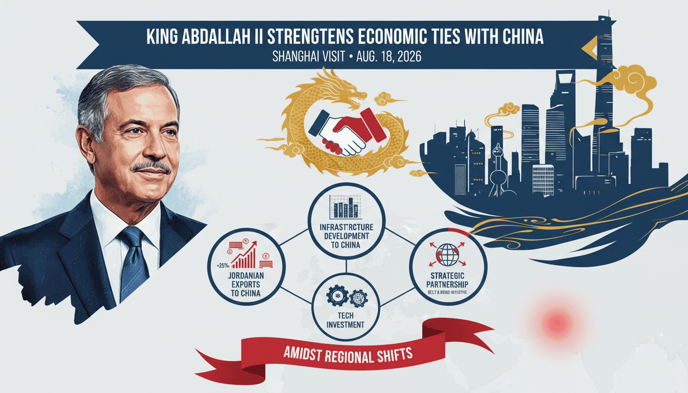 King Abdullah II meeting with Chinese executives in Shanghai, focusing on economic ties and partnerships.