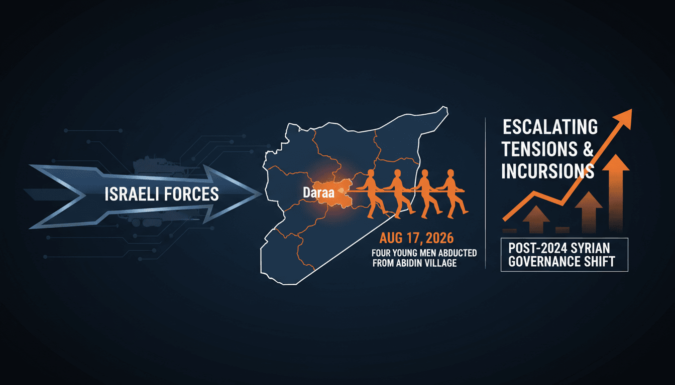 A map highlighting military incursions and protests in southern Syria.
