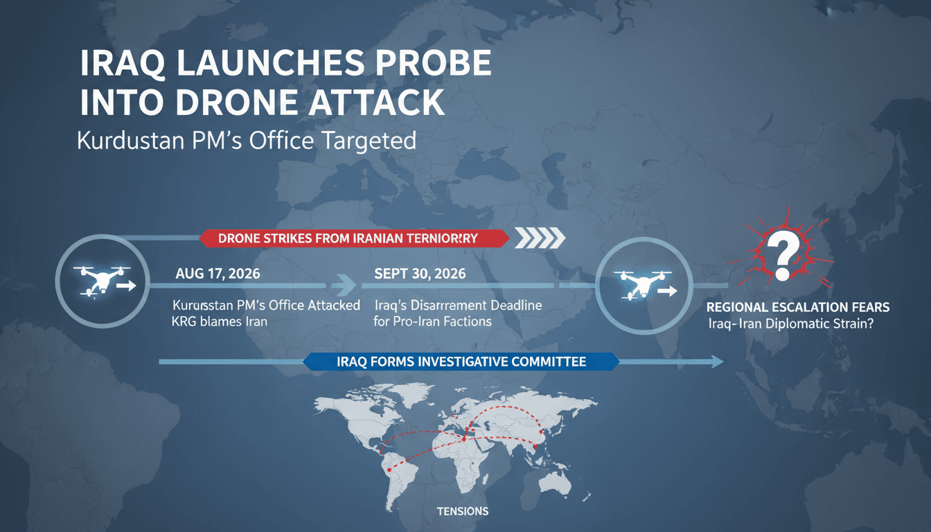 A map highlighting the Kurdistan Region and recent drone attack locations, emphasizing security concerns.