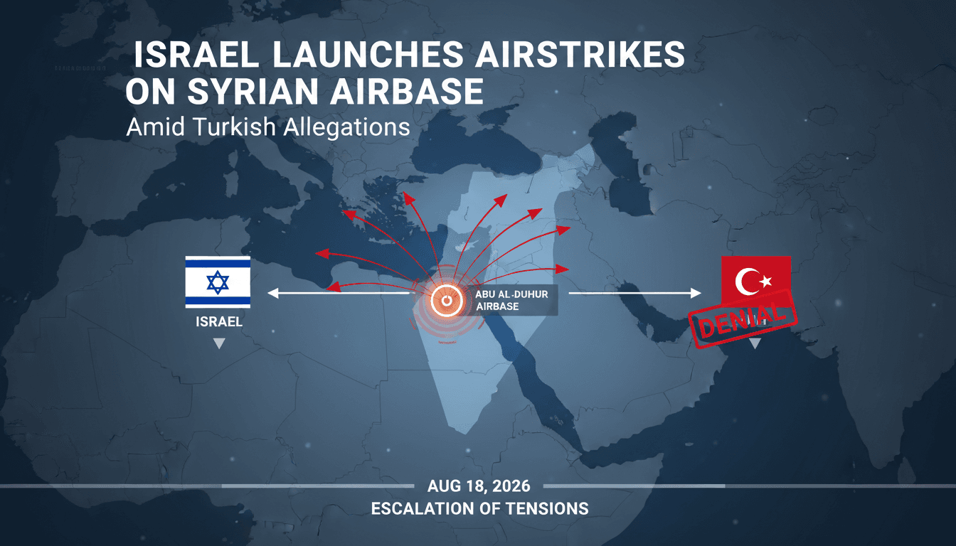 Map showing the location of Israel's airstrikes on the Syrian Abu al-Duhur airbase and involved countries.