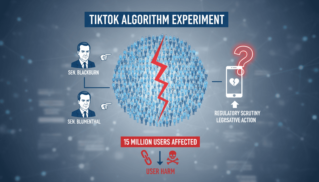 Infographic detailing the TikTok algorithm safety experiment and its impact on 15 million users.