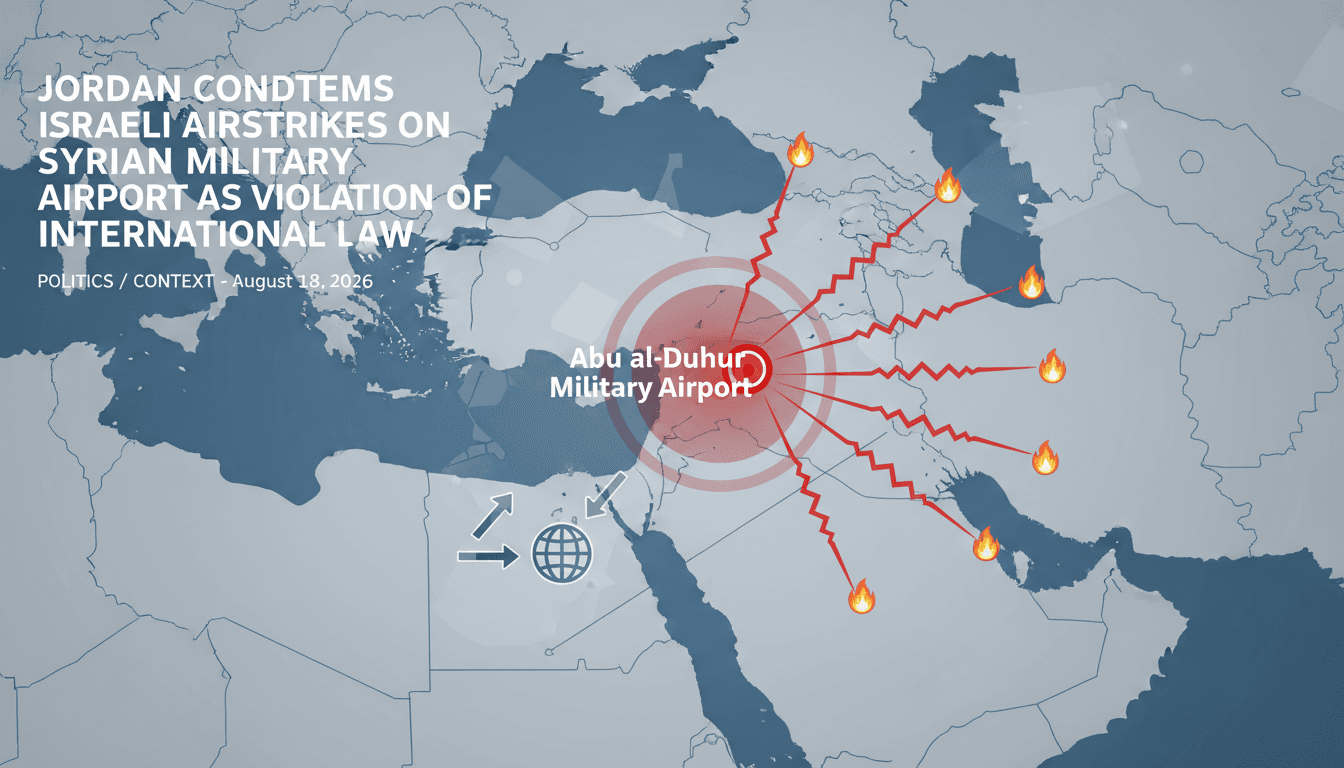 Map highlighting the Abu al-Duhur military airport in Syria and details of the Israeli airstrikes.