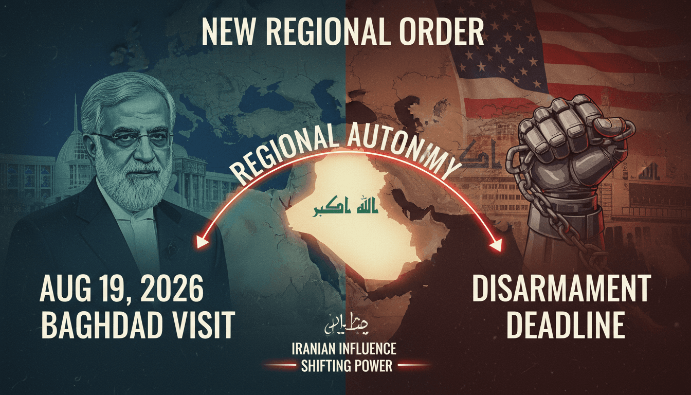 Iranian Parliament Speaker Ghalibaf during his visit to Baghdad, discussing regional stability and disarmament efforts.