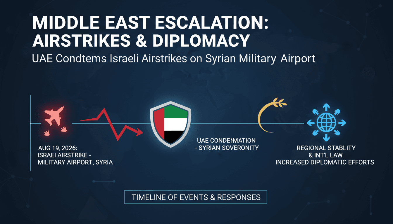 A map highlighting the location of the Abu al-Duhur military airport in Syria and the UAE's diplomatic response.