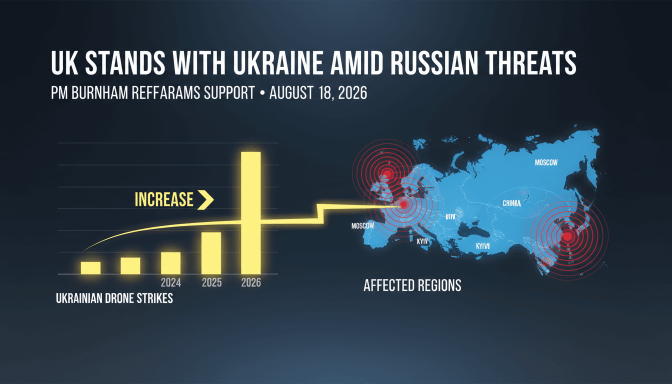 UK Prime Minister Andy Burnham speaking on support for Ukraine amid Russian threats over drone use.