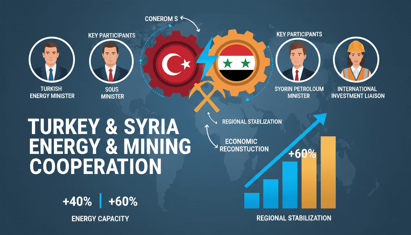 Infographic detailing Turkey and Syria's energy cooperation agreement and its implications for regional trade.