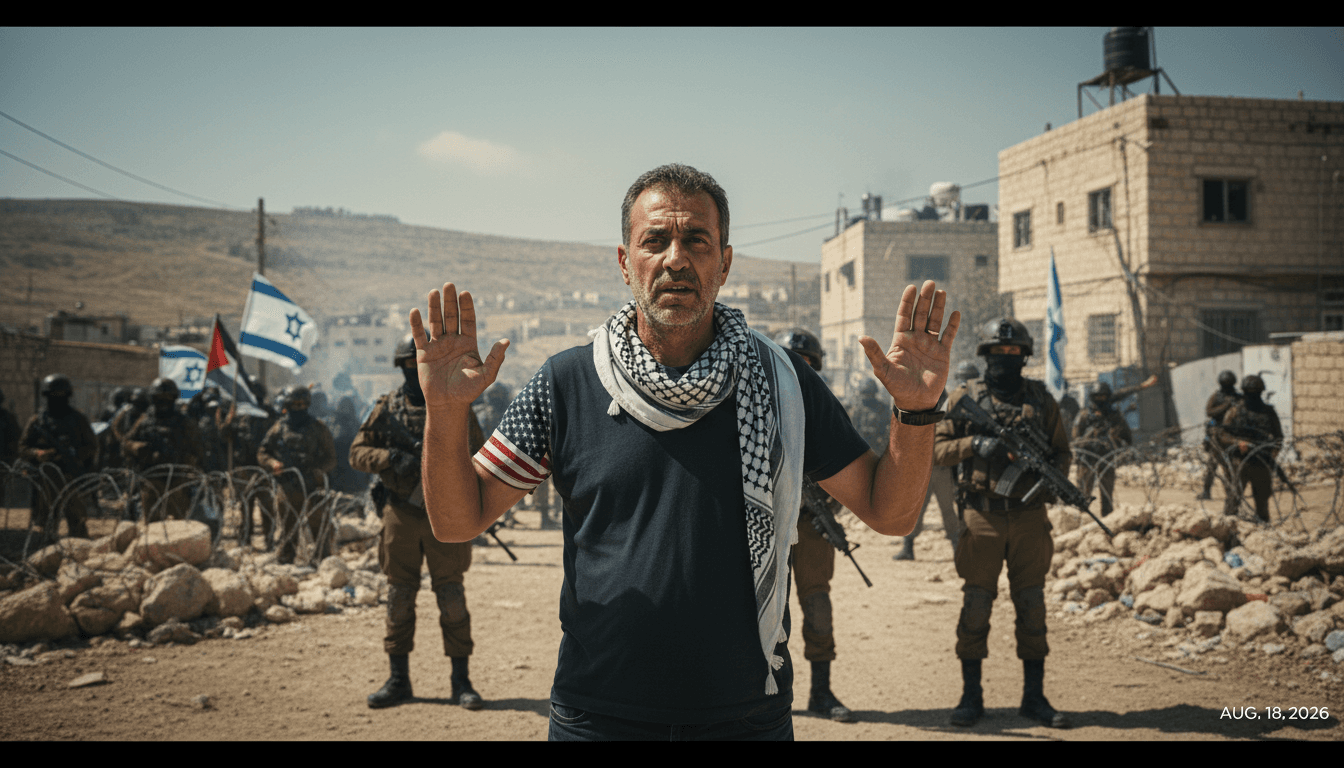 Loui Ridi confronting Israeli forces in Qusra, highlighting diaspora struggles for property rights.