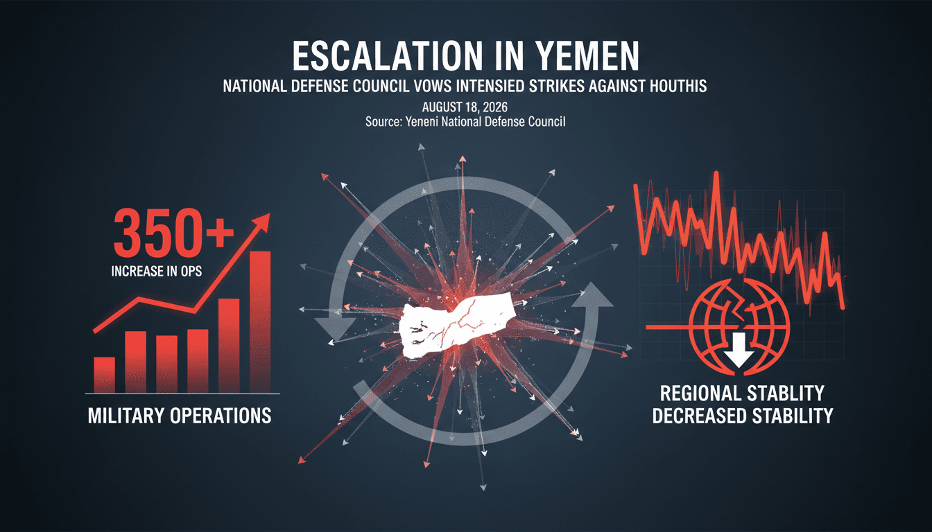 Infographic showing military operations in Yemen and their implications for regional stability.