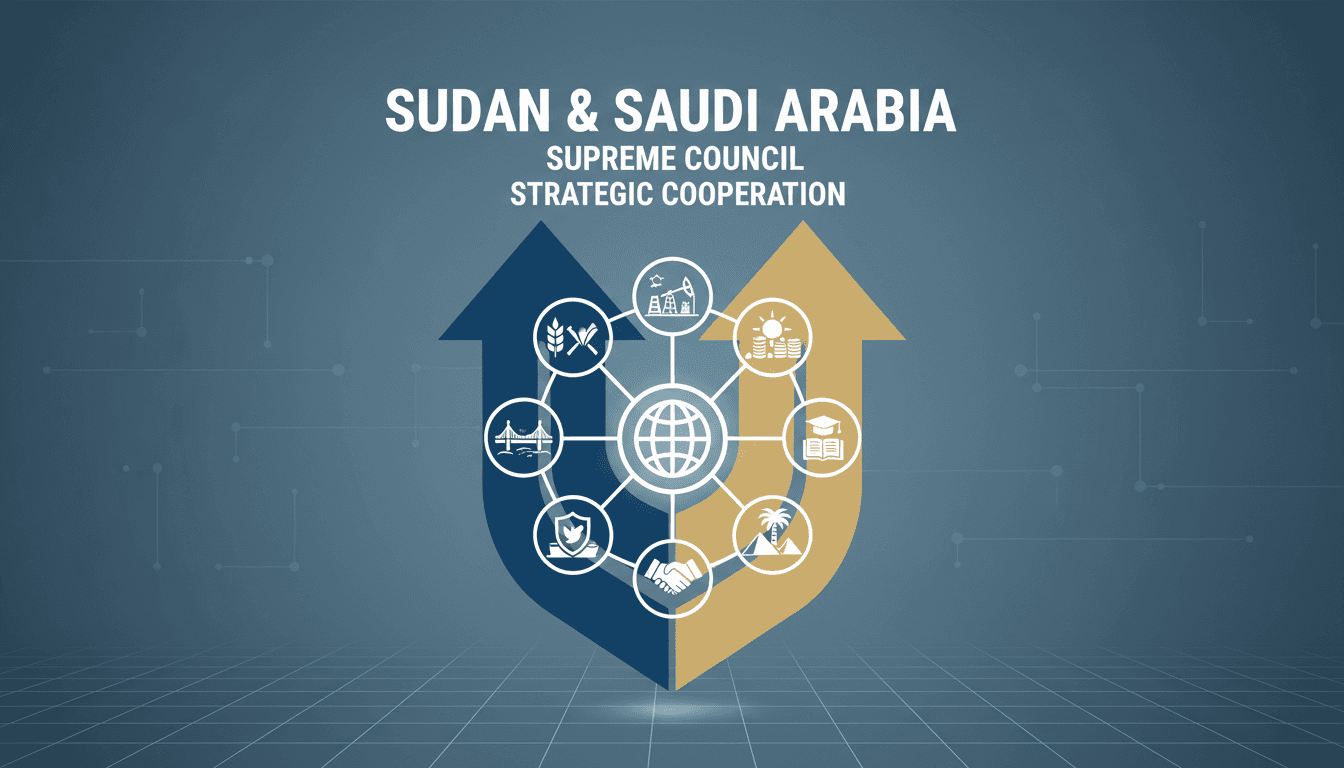 A visual representation of the strategic cooperation agreement between Sudan and Saudi Arabia, highlighting key sectors of collaboration.