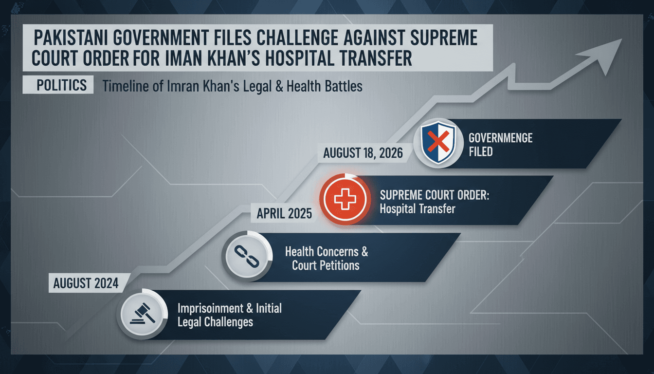 A visual representation of Imran Khan's legal challenges and health concerns in Pakistan.