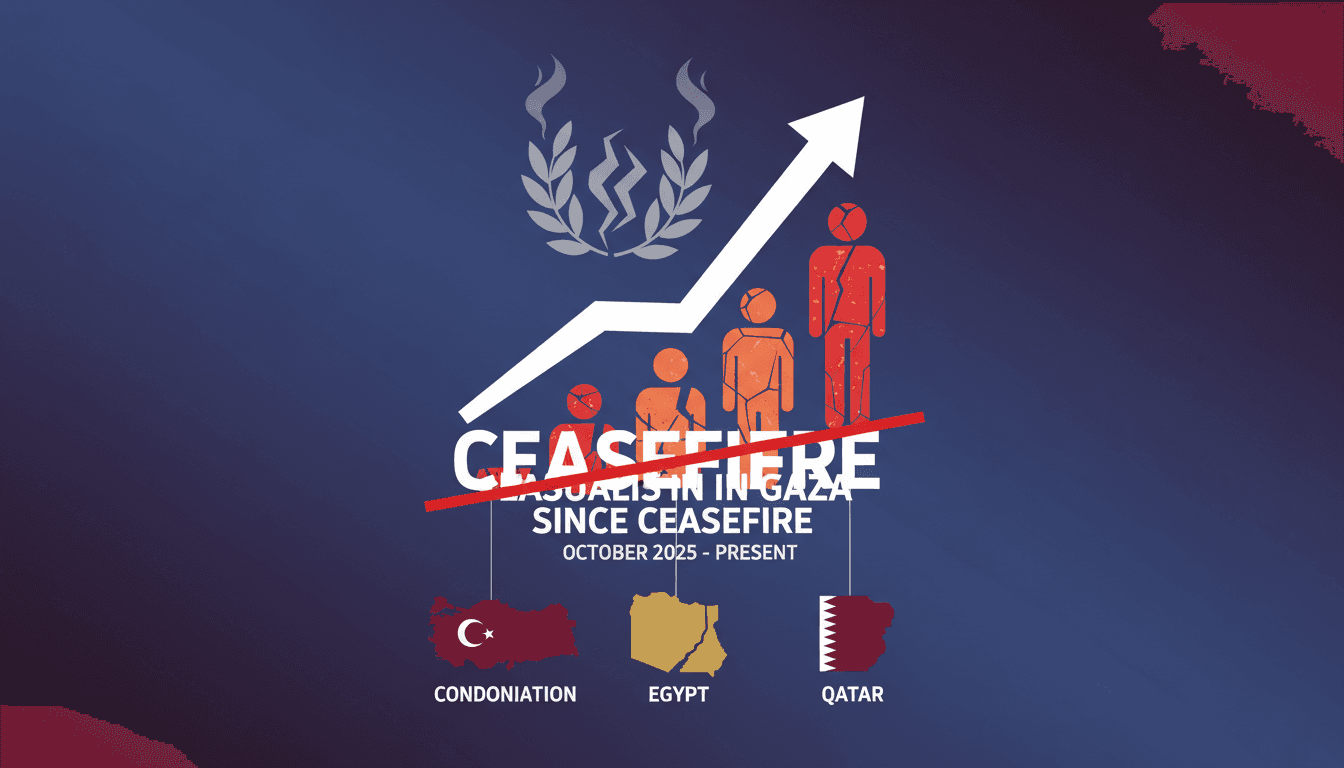 Infographic showing the rising number of casualties in Gaza since the ceasefire began.