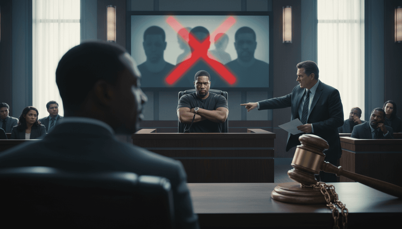 A courtroom scene depicting the tension of loyalty versus justice in the Tupac Shakur murder trial.