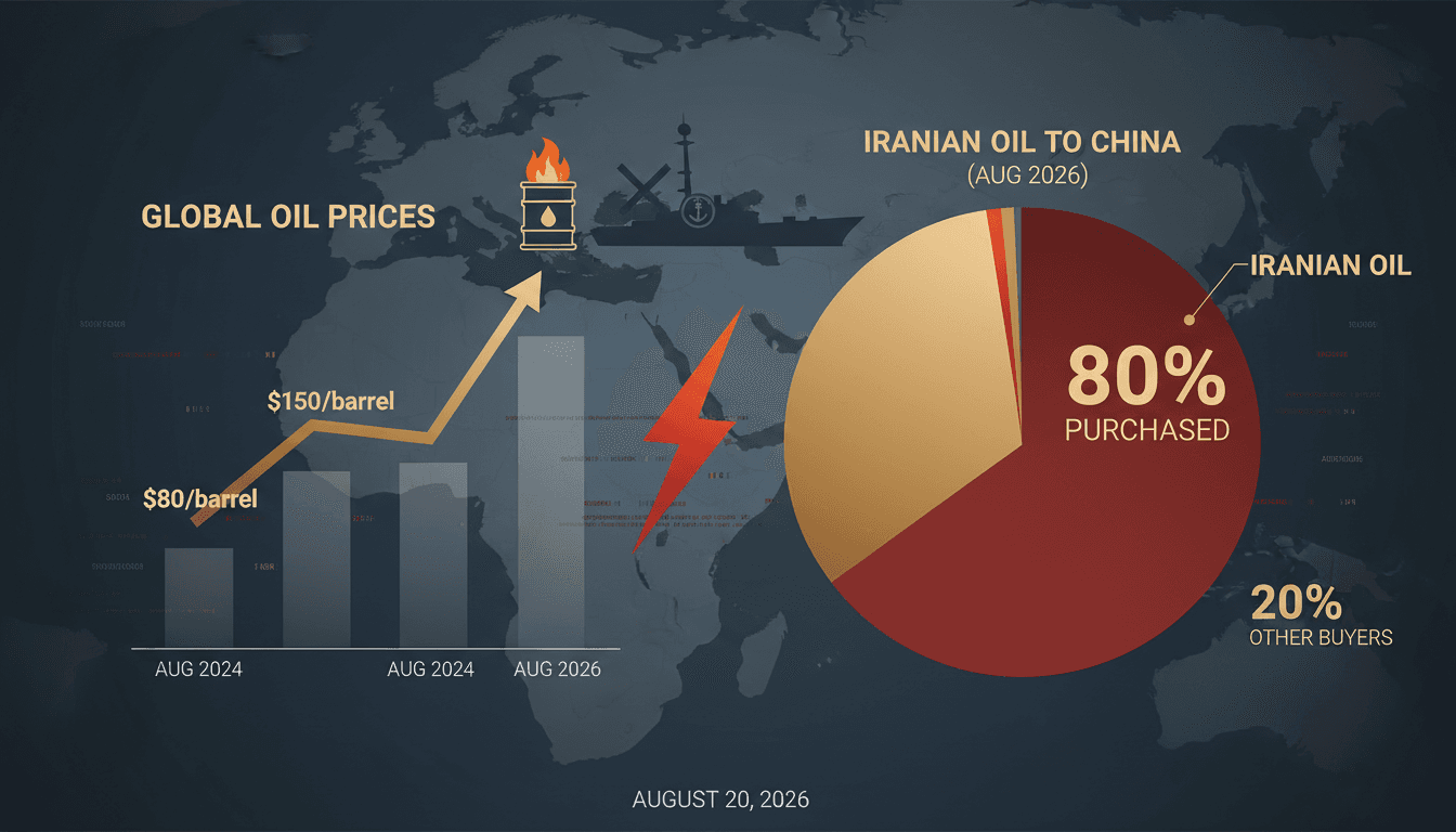 Infographic showing US sanctions on Iran and the impact on global oil prices.