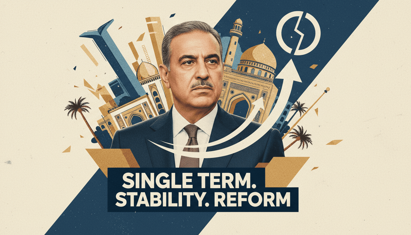 Iraqi Prime Minister Ali al-Zaidi at the Baghdad Dialogue, emphasizing his commitment to reforms and anti-corruption measures.