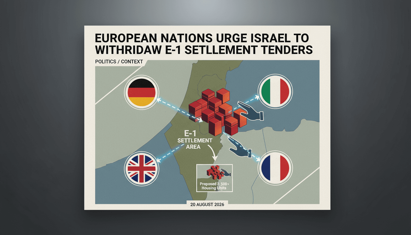 Map highlighting the E-1 settlement area in the West Bank with proposed housing units.