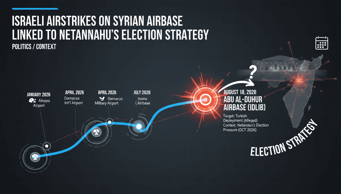 A map highlighting the location of the Abu al-Duhur airbase in Syria and recent Israeli airstrikes.