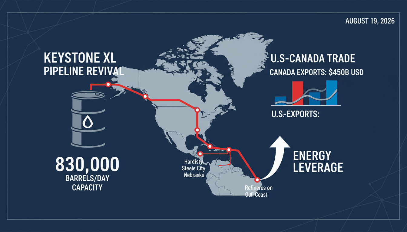 A visual representation of the Keystone XL pipeline route and its capacity, highlighting Trump's recent announcement.