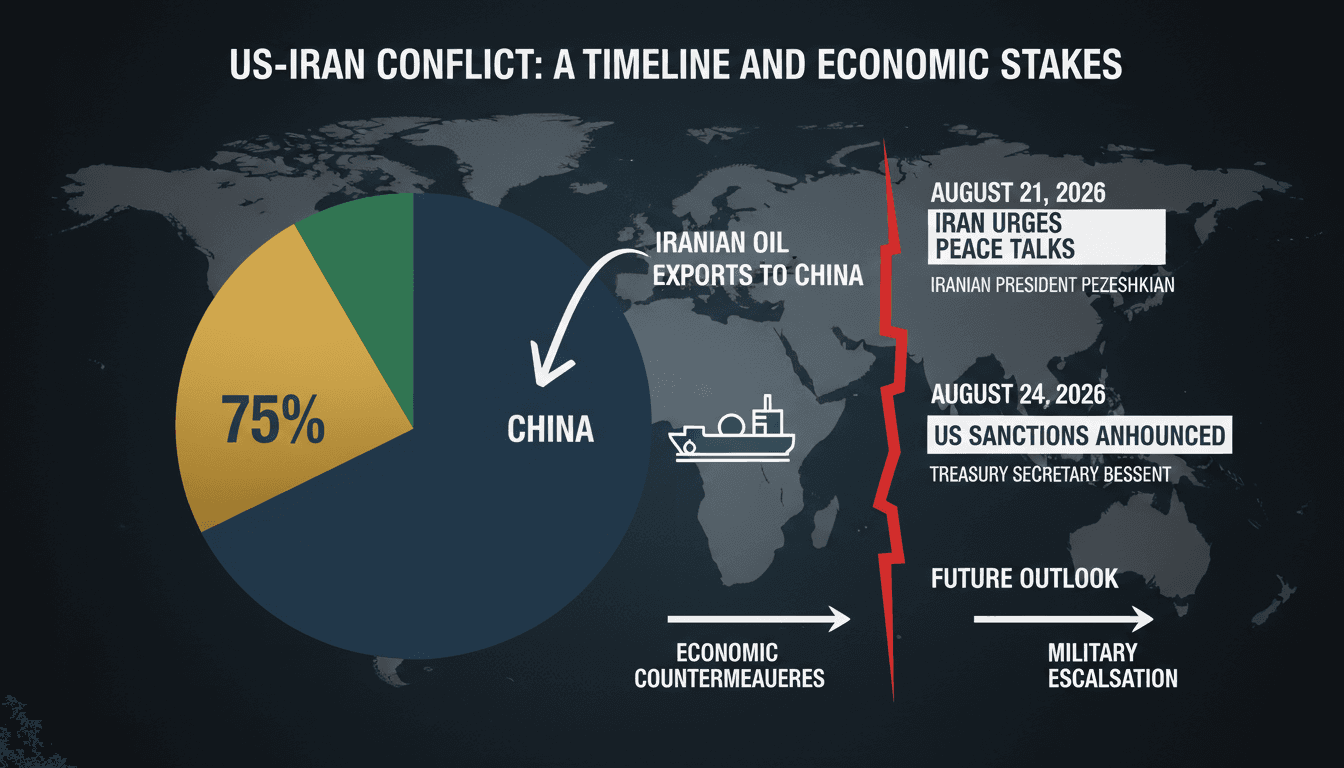 Iranian President Pezeshkian speaking about the US conflict and sanctions, with a focus on energy market implications.
