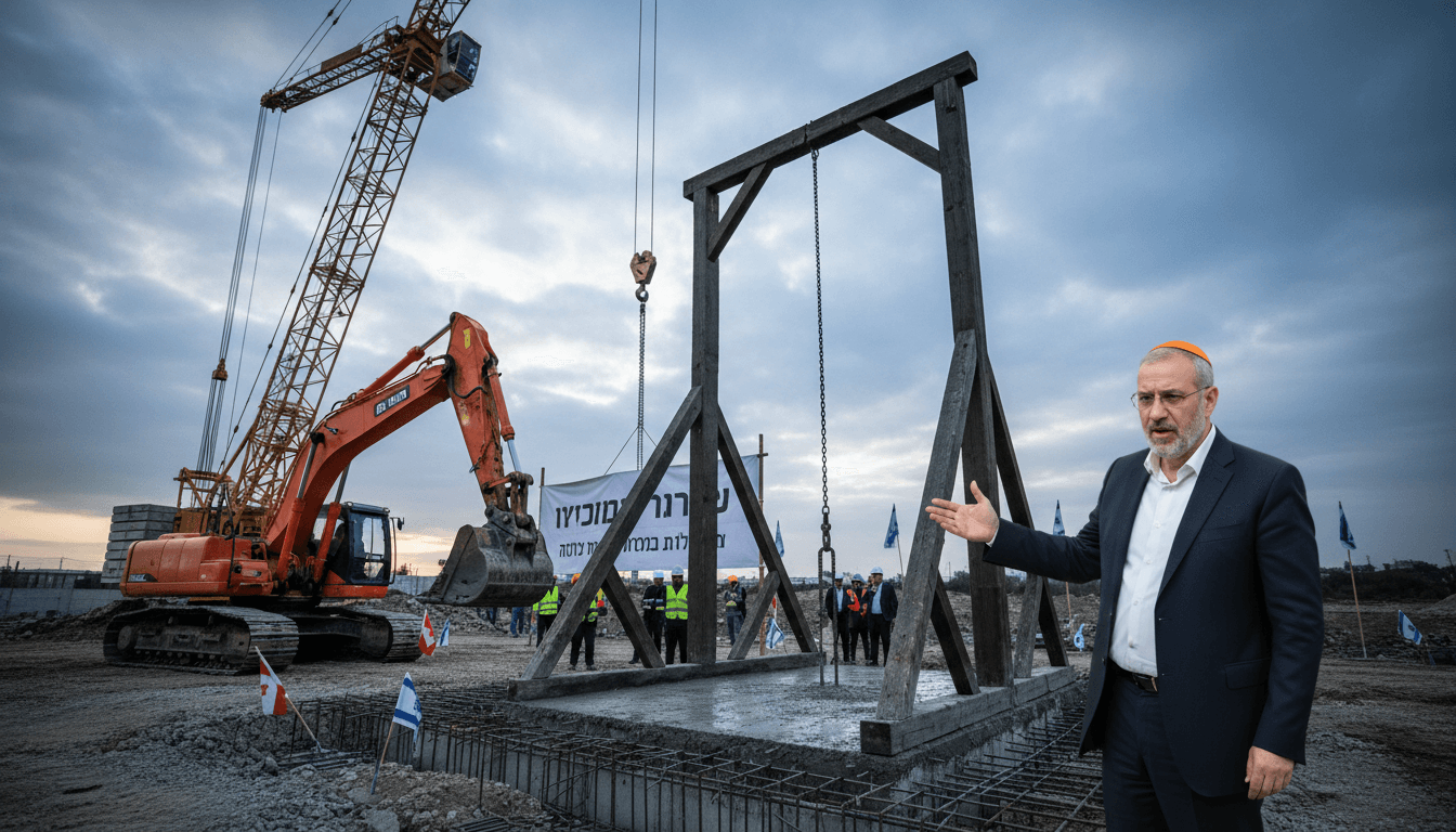Construction site of gallows in Israel, highlighting the implications of Ben-Gvir's announcement on Palestinian executions.