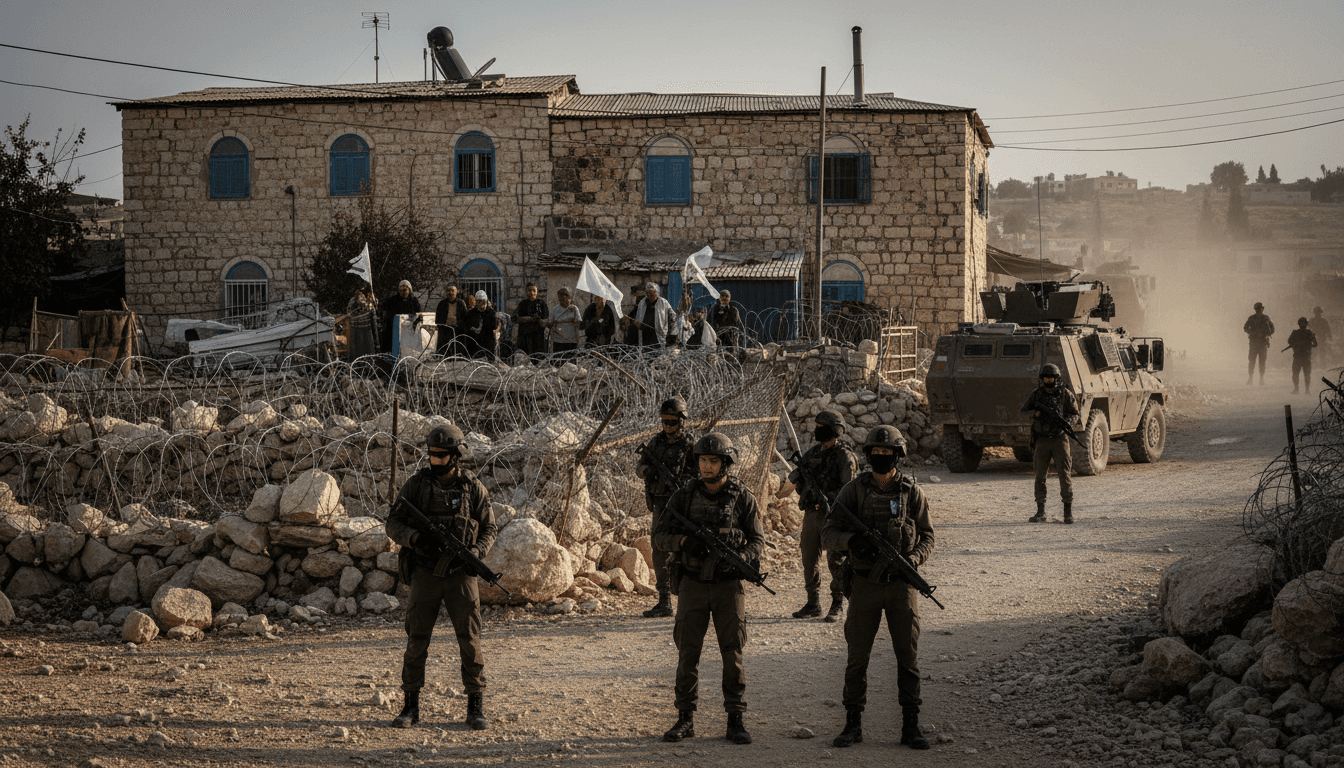 Image showing the blockade of Palestinian homes in Qusra, highlighting the ongoing settler violence in the West Bank.