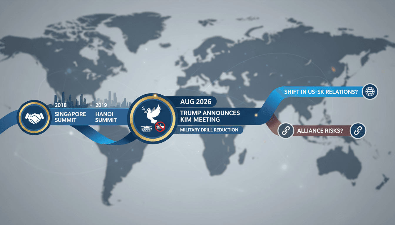 Timeline of Trump and Kim Jong Un's diplomatic relations and military posture changes.