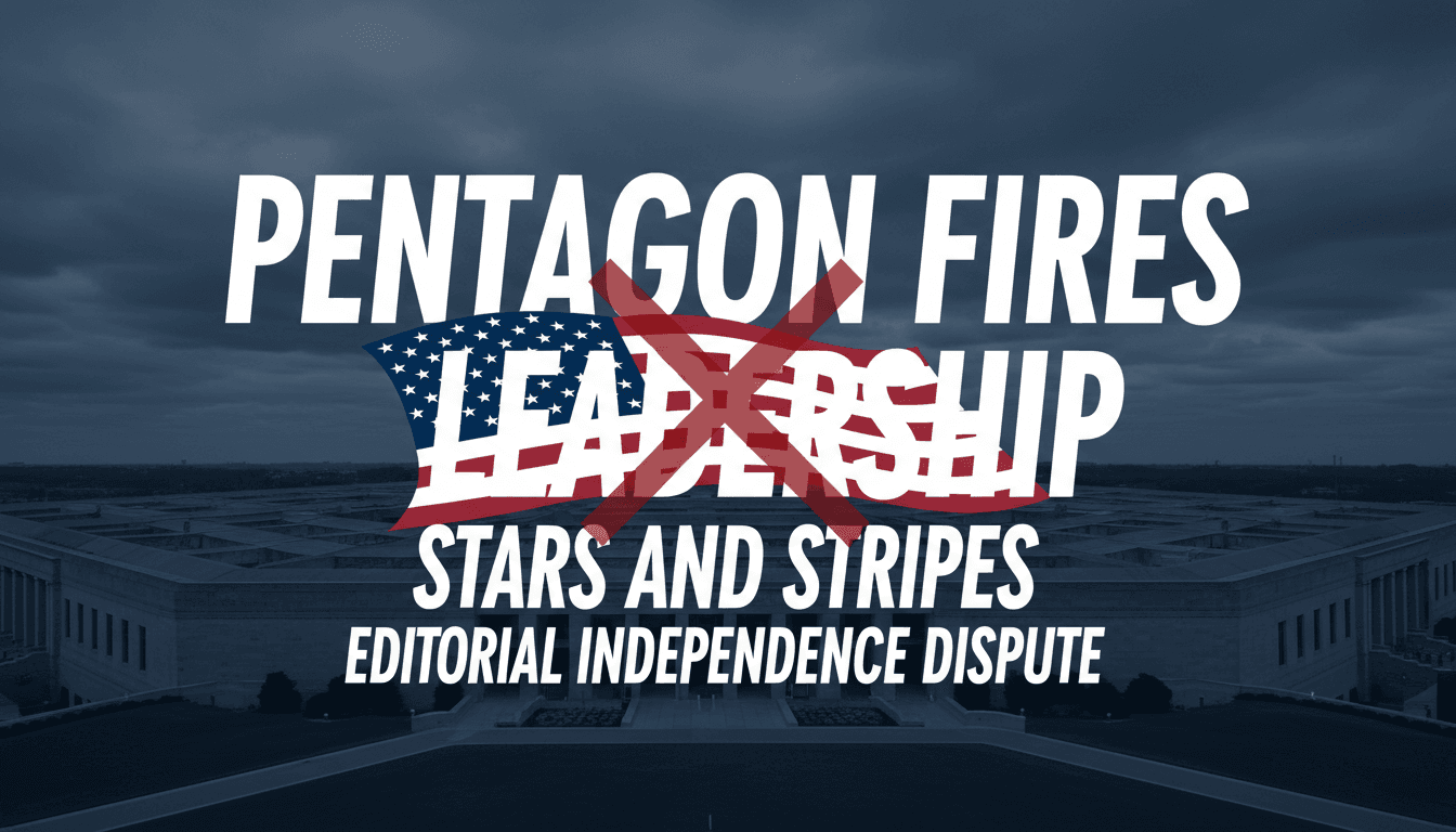A graphic showing the Stars and Stripes logo against the Pentagon, highlighting the recent leadership changes.