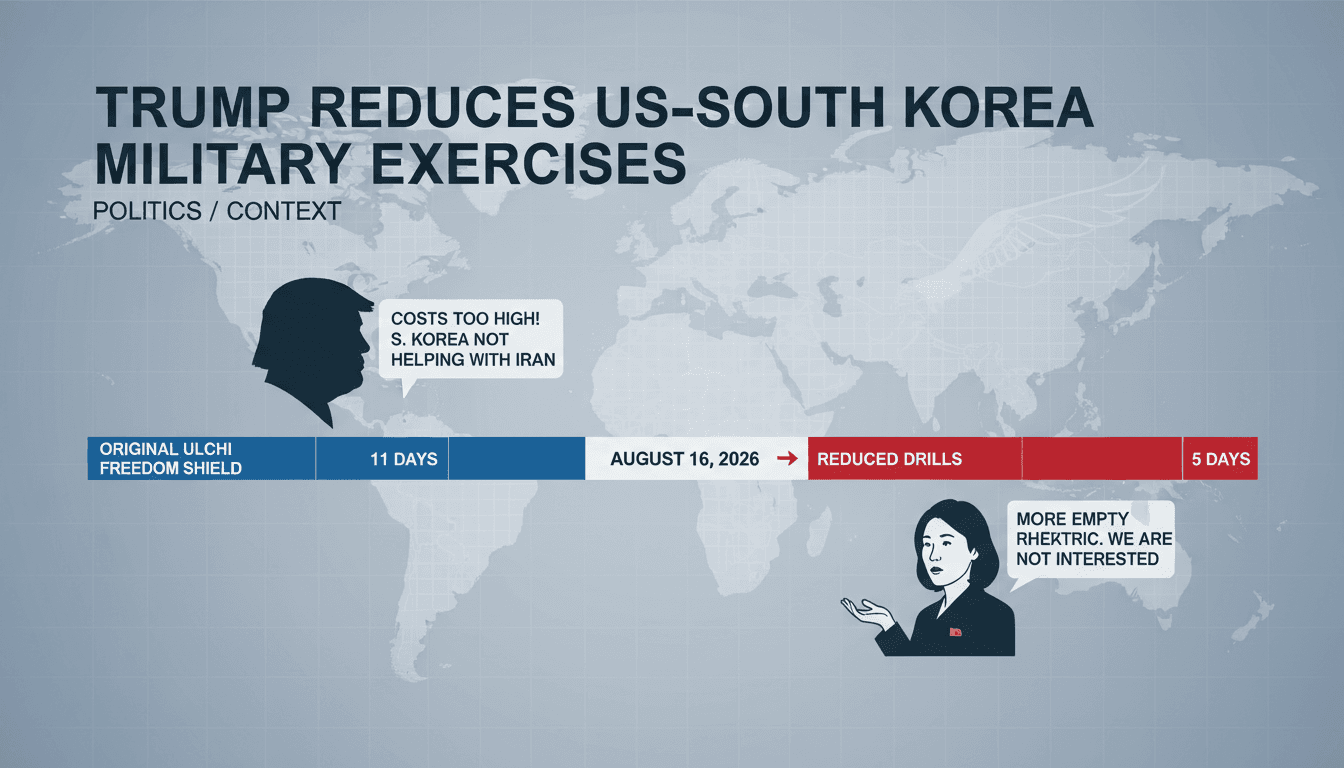 A visual representation of the Ulchi Freedom Shield military exercises timeline and key diplomatic statements.