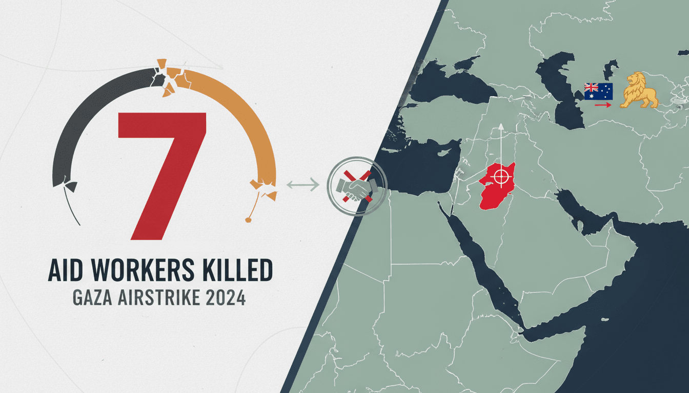 A map highlighting the Gaza region with a focus on humanitarian aid operations and the recent diplomatic tensions involving Australia.