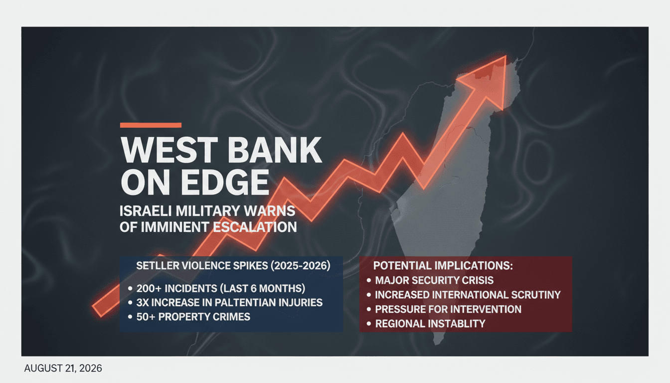 Infographic showing the rise in settler violence in the West Bank, highlighting key statistics and implications for regional stability.