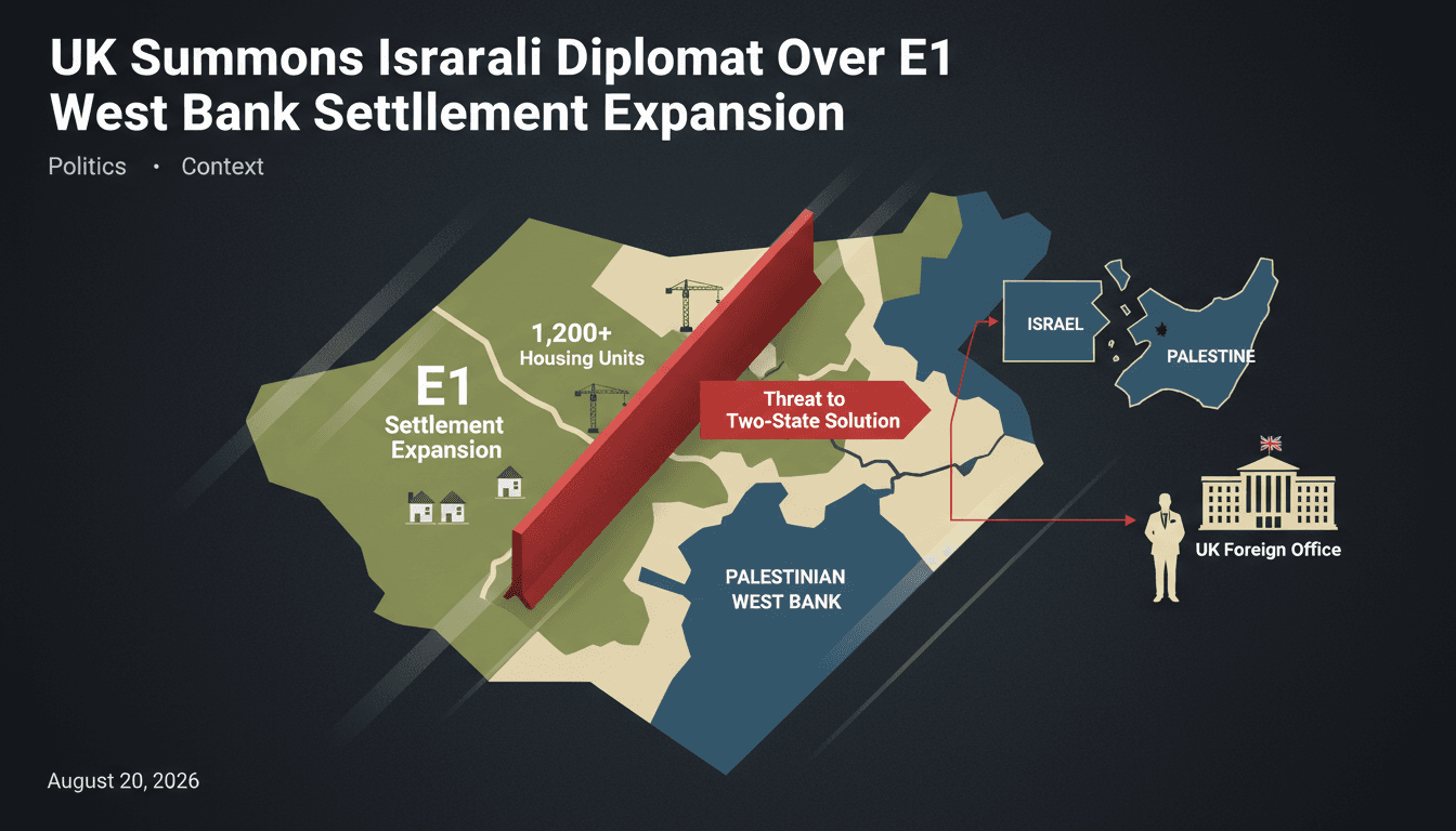 UK Summons Israeli Diplomat Over E1 West Bank Settlement Expansion