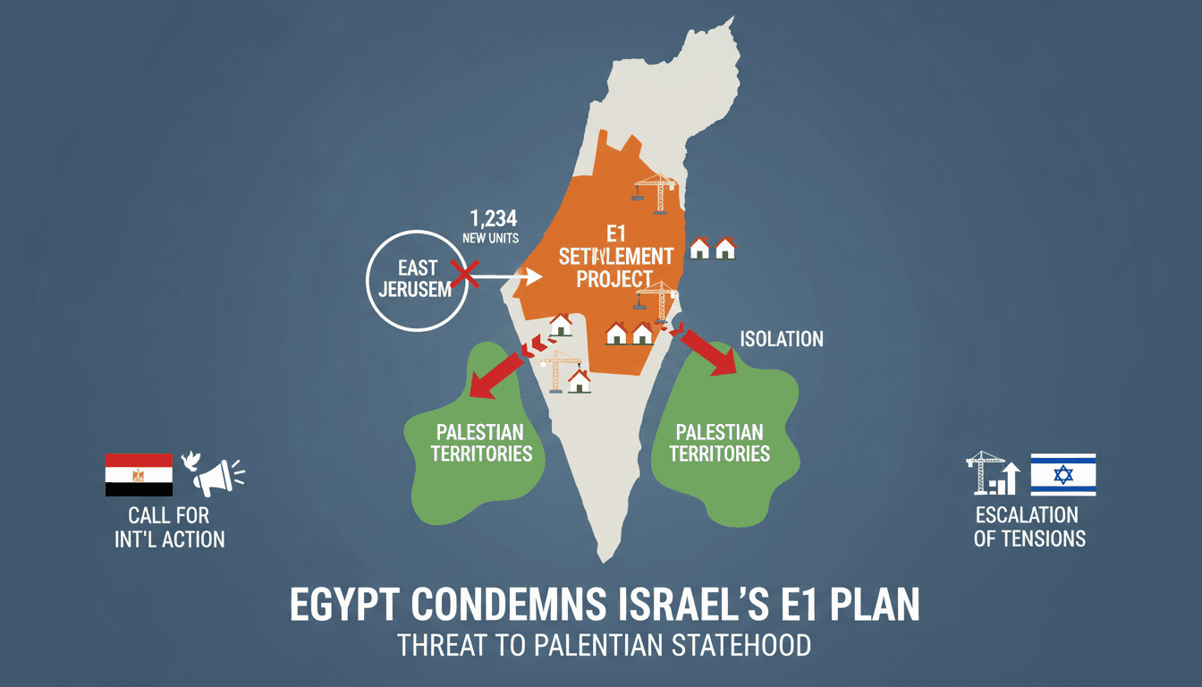 Map showing the E1 settlement area in the occupied West Bank and its implications for Palestinian statehood.