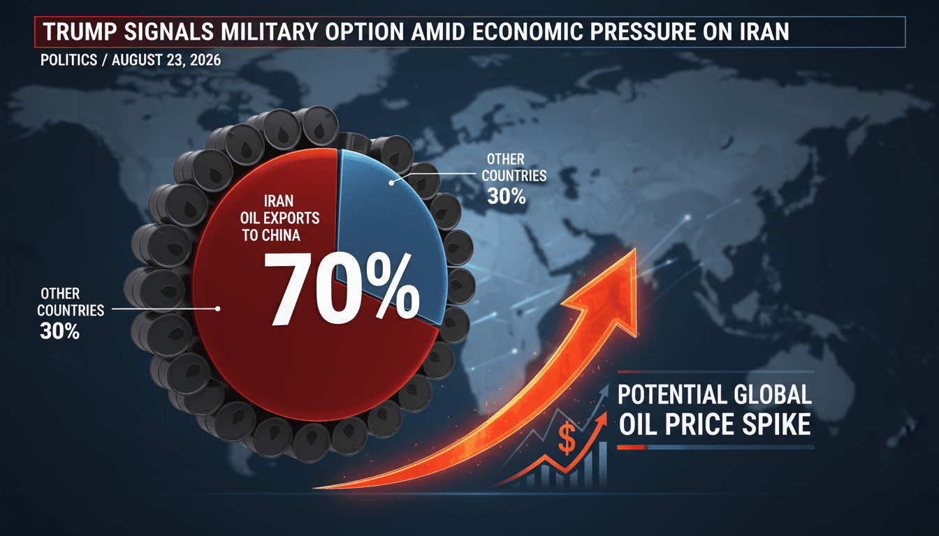 Infographic showing Iran's oil exports to China and implications for global oil prices.