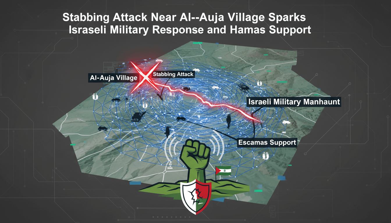 Map highlighting the location of the stabbing incident near Al-Auja village in the West Bank.