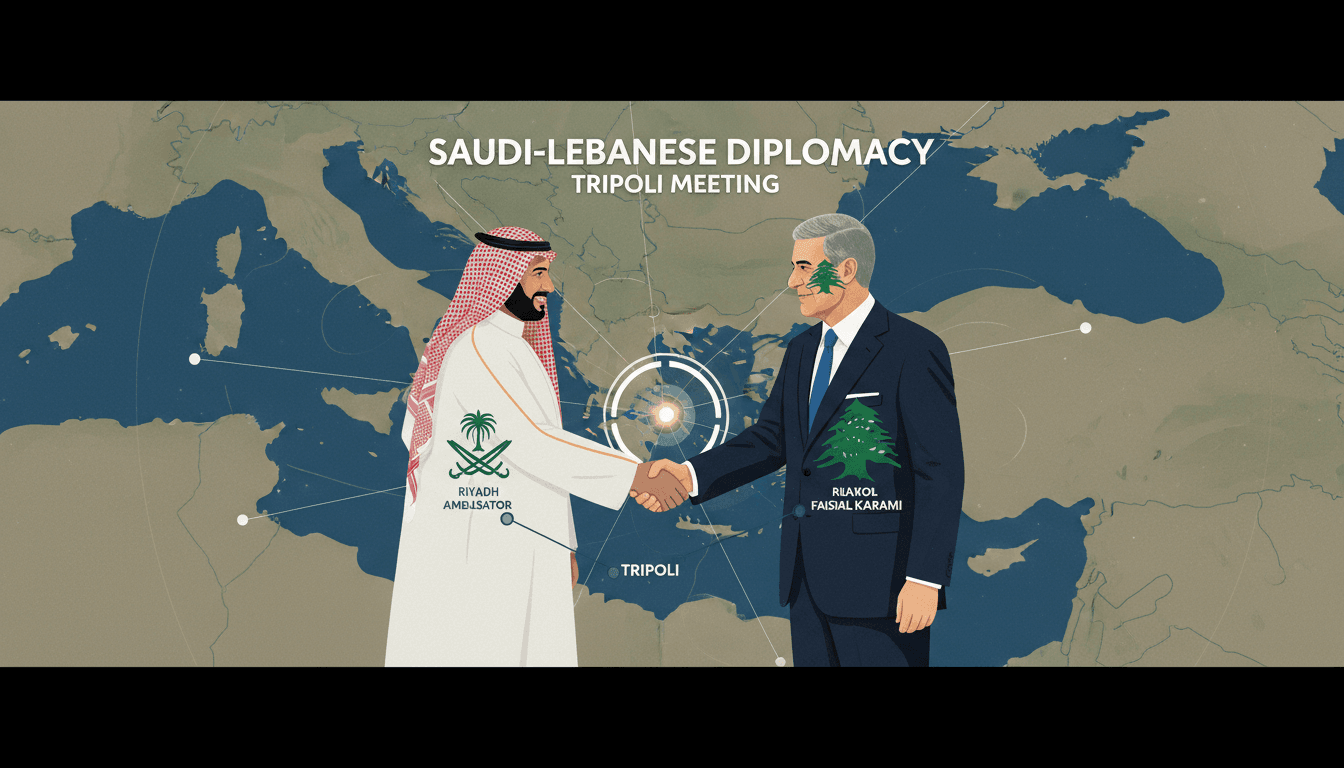 Saudi Ambassador Fahd bin Abdulrahman Al-Dosari meeting with Lebanese MP Faisal Karami, highlighting diplomatic relations.