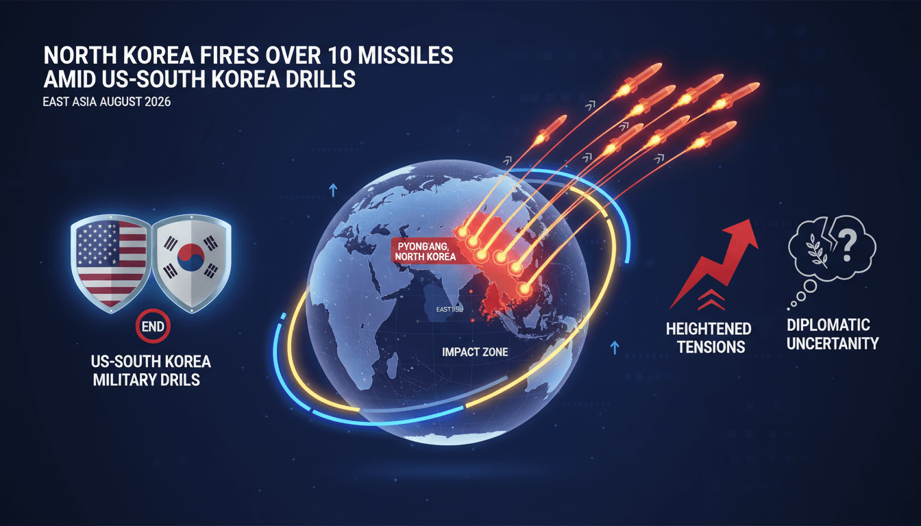 North Korea Fires Over 10 Short-Range Ballistic Missiles Amid US-South Korea Military Drills