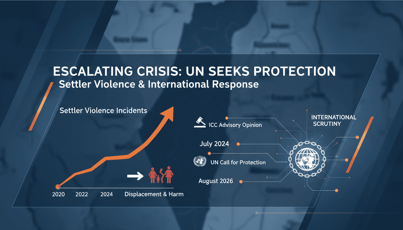 Infographic showing the rise in settler violence in Palestine and its impact on civilians.