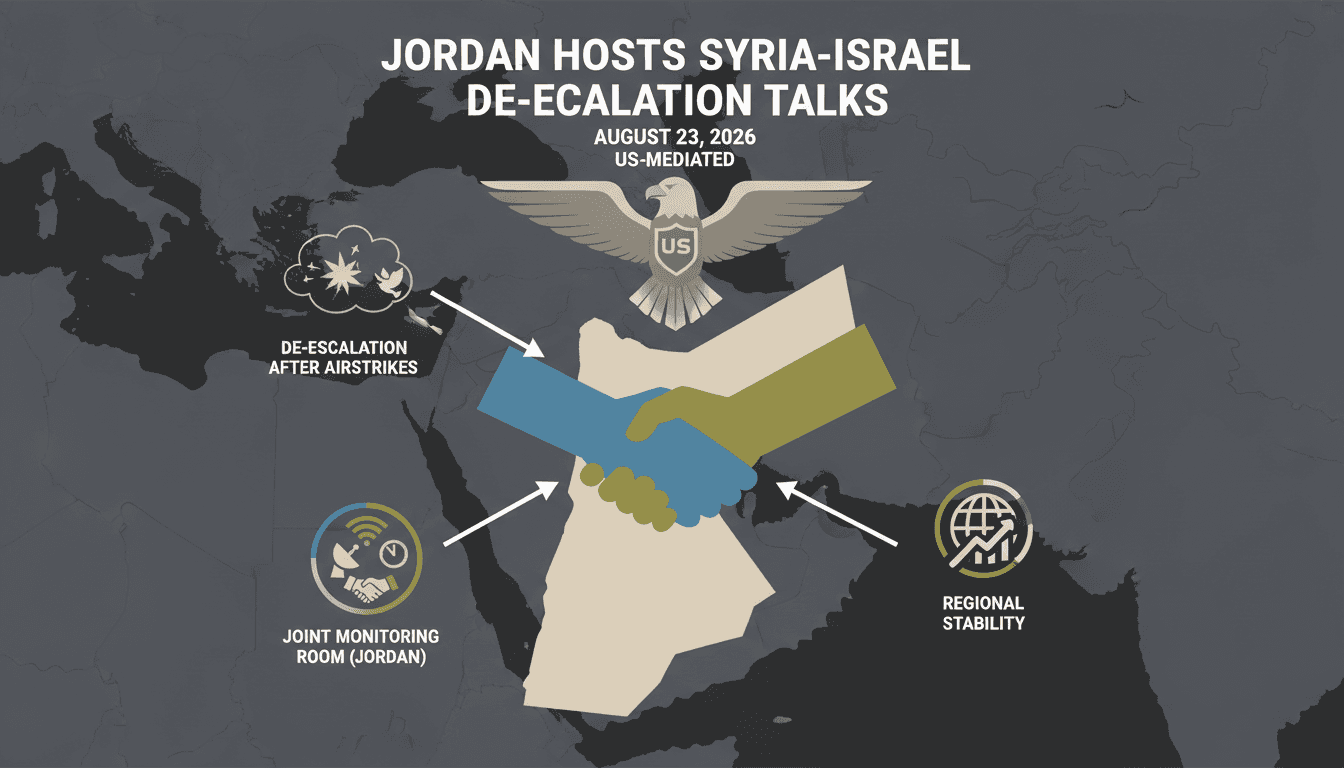 Infographic showing key participants and outcomes of the Jordan meeting on de-escalation.