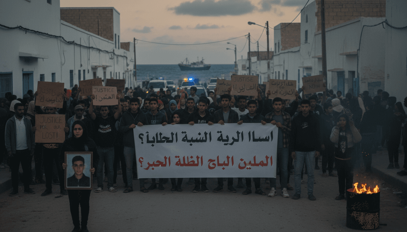 Protesters in Ben Guerdane demanding economic reforms after a migrant boat tragedy.