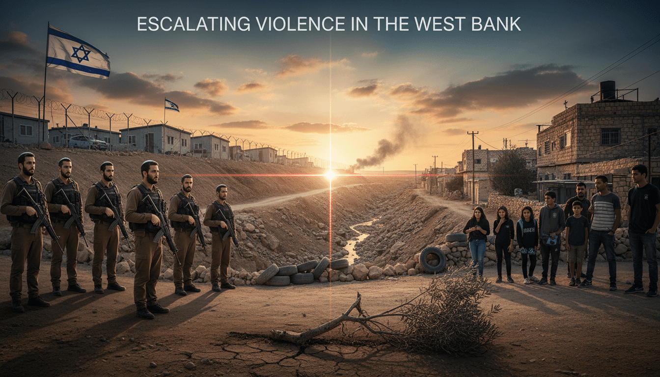 Image showing the escalating tensions in the West Bank, highlighting settler violence and its impact on local communities.