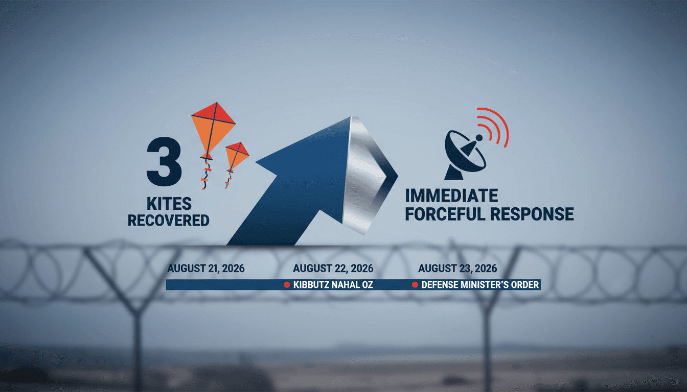 Israeli Defense Minister Israel Katz addressing military response to kite launches from Gaza.