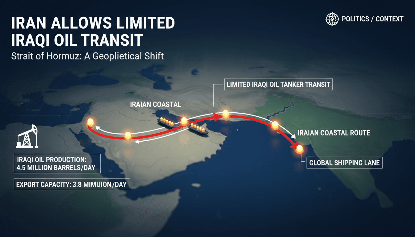 Map of the Strait of Hormuz showing Iraqi oil tanker routes and production statistics.