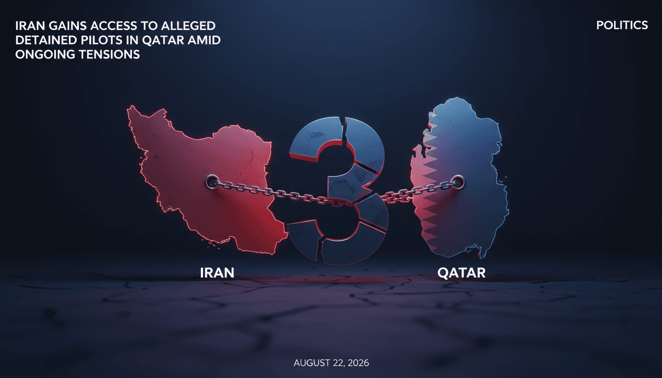 Diplomatic meeting graphic illustrating Iran and Qatar's involvement in the detained pilots situation.