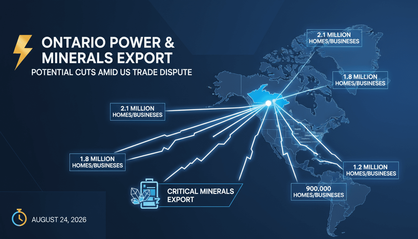 Infographic showing Ontario's electricity exports to the US, highlighting 1.5 million homes powered.