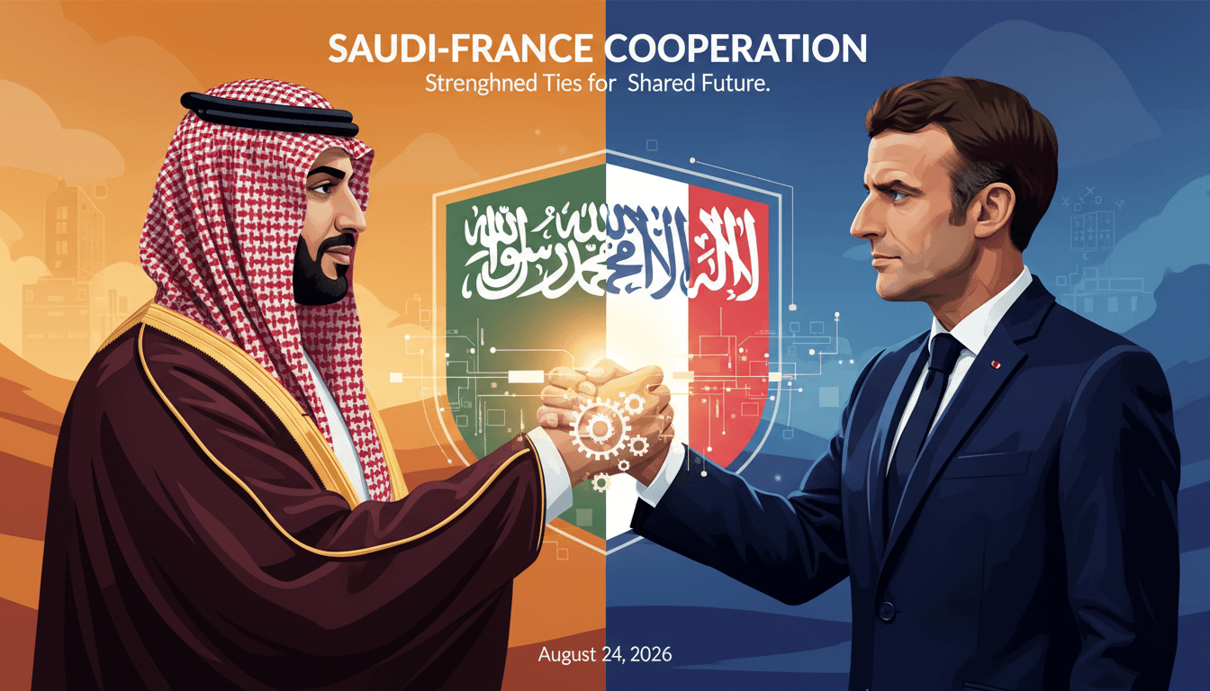 Saudi Crown Prince Mohammed bin Salman and French President Emmanuel Macron during their state visit, highlighting strengthened ties.