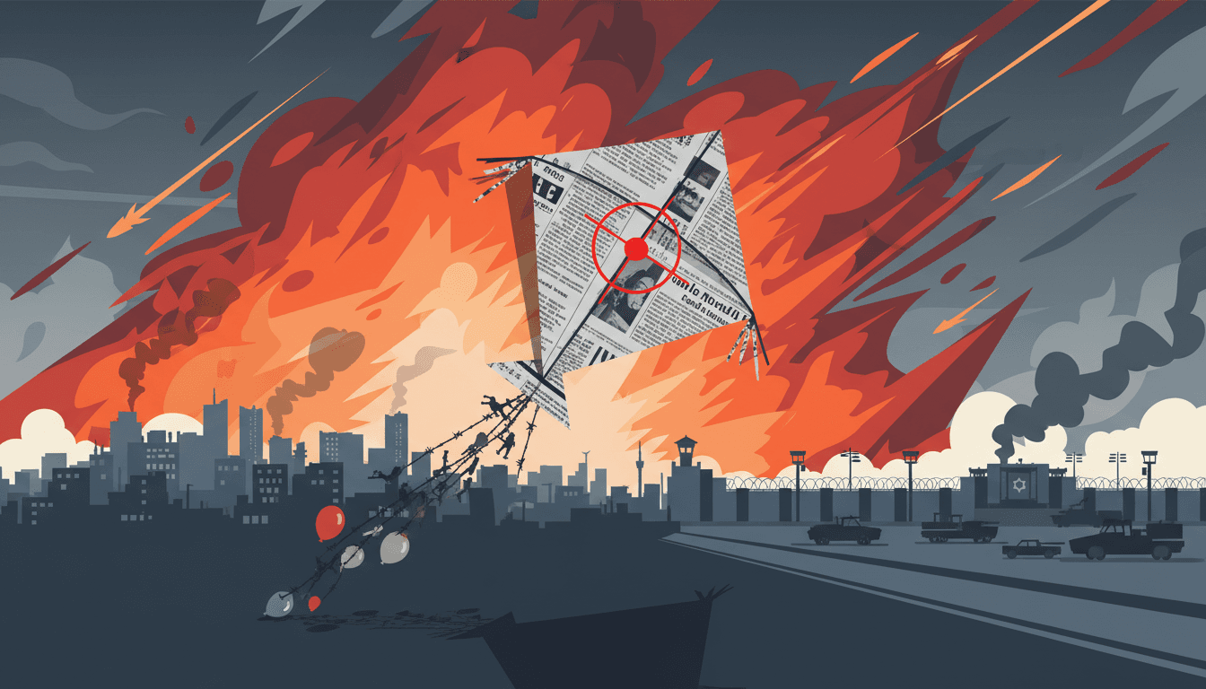 A paper kite flying near the Gaza-Israel border, illustrating the tension surrounding kite flying in the region.